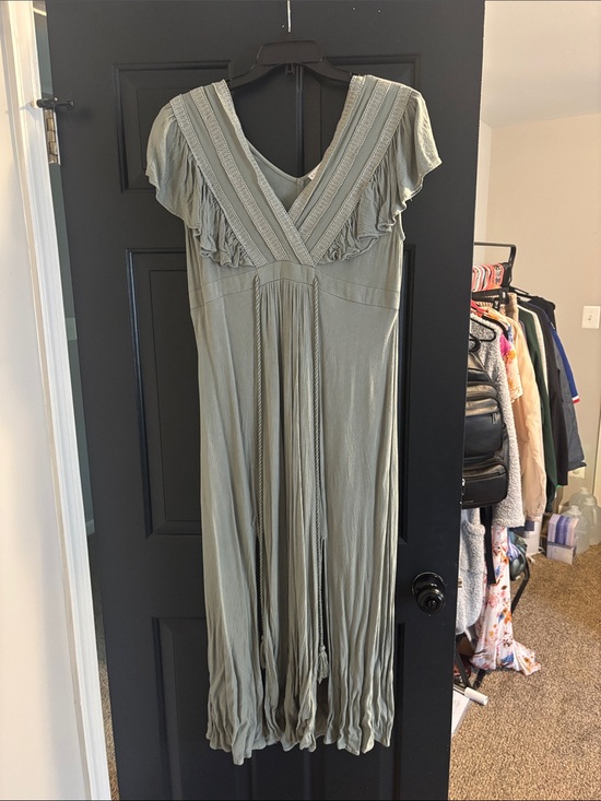 Baltic Born Dresses & Skirts - Baltic Born - Women's Sage Green V-Neck Ruffle Sleeve Dress